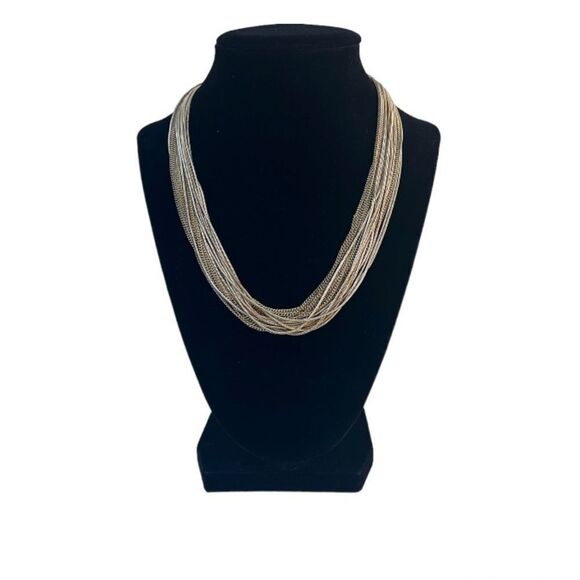 Multi Chain Gold Chocker Necklace New - Picture 2 of 5